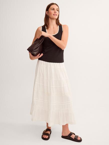 Monsoon Maria Tiered Maxi Skirt, White