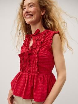 Monsoon Bea Gingham Tie Top, Pink, Pink