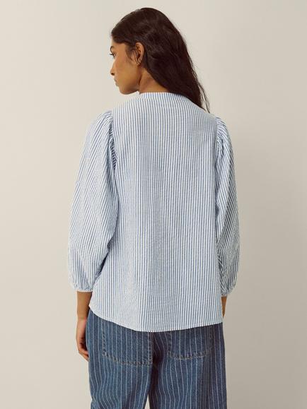 Monsoon Callie Stripe Top, Blue - view 2, Blue