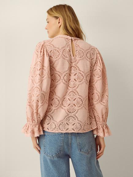 Monsoon Imogen Lace Detail Blouse, Blush - view 2, Blush