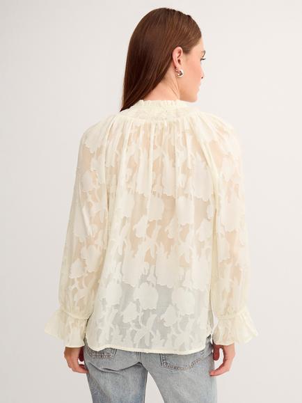 Monsoon Lyra Sheer Devoré Blouse, Ivory - view 2, Ivory