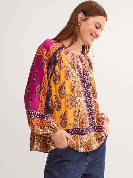 Monsoon Magdalena Paisley Print Blouse containing LENZING™ ECOVERO™ Viscose, Pink Multi, Pink Multi