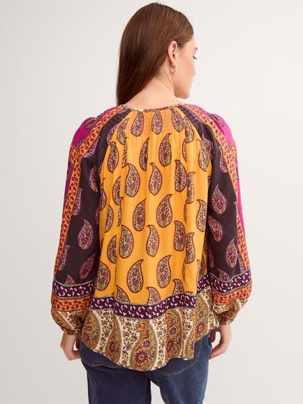 Monsoon Magdalena Paisley Print Blouse containing LENZING™ ECOVERO™ Viscose, Pink Multi - view 2, Pink Multi
