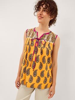 Monsoon Magdalena Paisley Tank Top, Yellow/Multi, Yellow/Multi