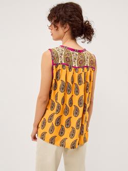 Monsoon Magdalena Paisley Tank Top, Yellow/Multi - view 2, Yellow/Multi