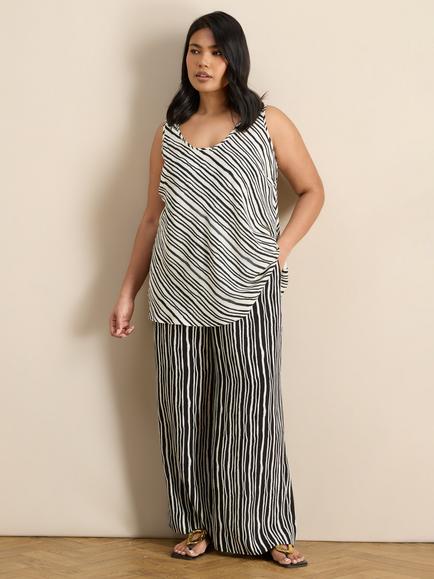 Live Unlimited Stripe Sleeveless Scoop Neck Top, Black, Black