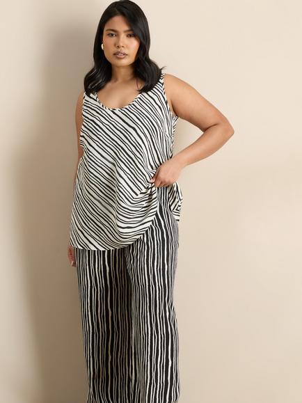 Live Unlimited Stripe Sleeveless Scoop Neck Top, Black - view 2, Black