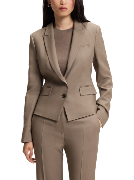 BOSS Jia Single Breasted Blazer, Brown Overflow, Brown Overflow