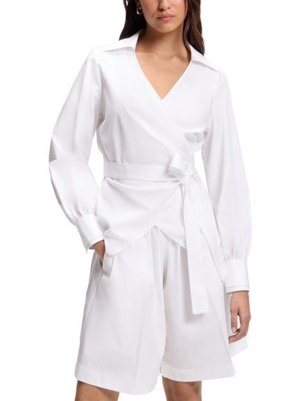 BOSS Bekania Wrap Blouse, White, White