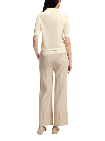 BOSS Fidenka Wool Short Sleeve Jumper, Open Beige - view 2, Open Beige
