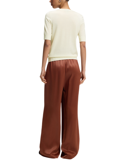 BOSS Farbella Wool Short Sleeve Jumper, Open Beige - view 2, Open Beige