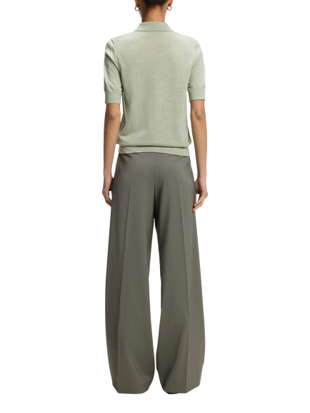 BOSS Fidenka Wool Short Sleeve Jumper, Open Green - view 2, Open Green