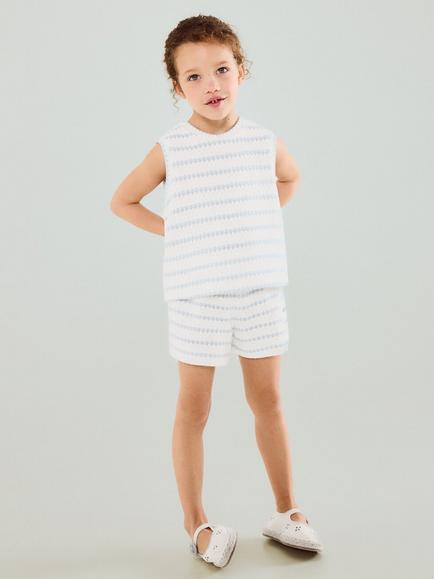 Mango Kids' Textured Knitted Sleeveless Top, Sky Blue, Sky Blue