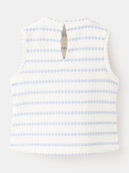 Mango Kids' Textured Knitted Sleeveless Top, Sky Blue - view 2, Sky Blue