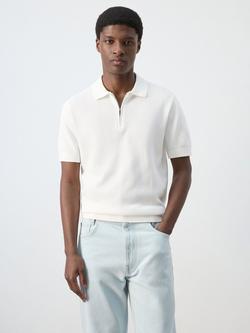 Mango Cotton Polo Shirt, Ivory, Ivory