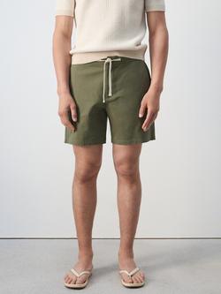 Mango Drawstring Cotton Blend Shorts, Moss, Moss