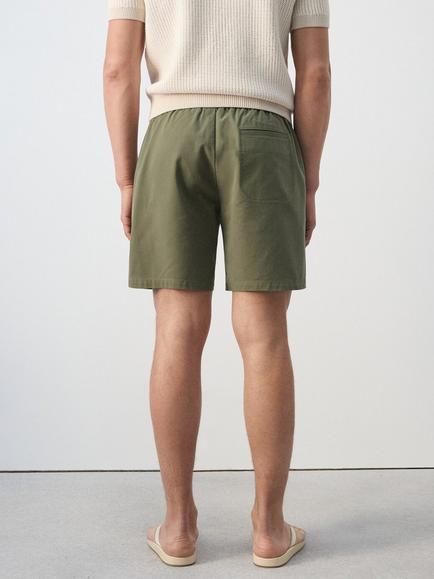 Mango Drawstring Cotton Blend Shorts, Moss - view 2, Moss