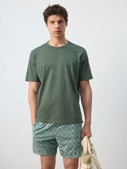 Mango Crew Neck Short Sleeve Cotton T-Shirt, Green, Green