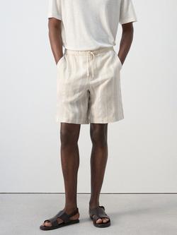 Mango Stripe Linen Blend Shorts, Raw, Raw