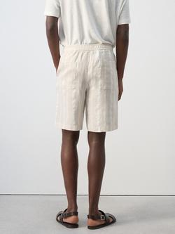 Mango Stripe Linen Blend Shorts, Raw - view 2, Raw