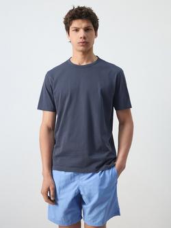 Mango Crew Neck Short Sleeve Cotton T-Shirt, Navy, Navy