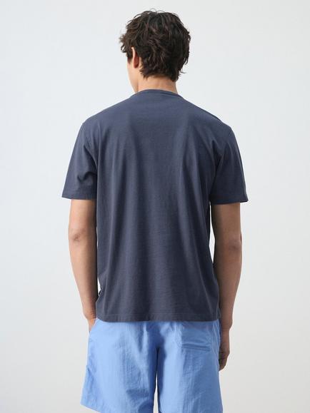 Mango Crew Neck Short Sleeve Cotton T-Shirt, Navy - view 2, Navy