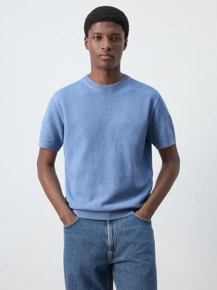 Mango Regular Cut Classic T-Shirt, China Blue, China Blue