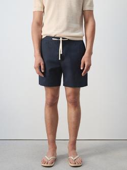 Mango Drawstring Cotton Blend Shorts, Navy, Navy