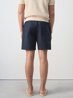 Mango Drawstring Cotton Blend Shorts, Navy - view 2, Navy