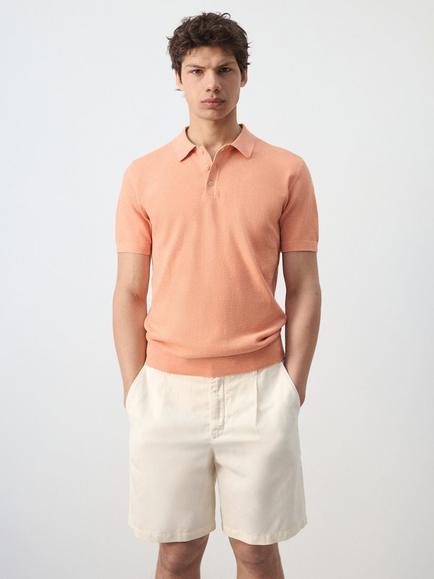 Mango Cotton Blend Polo Shirt, Paprika, Paprika