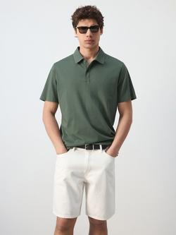 Mango Polo Short Sleeve Cotton T-Shirt, Green, Green