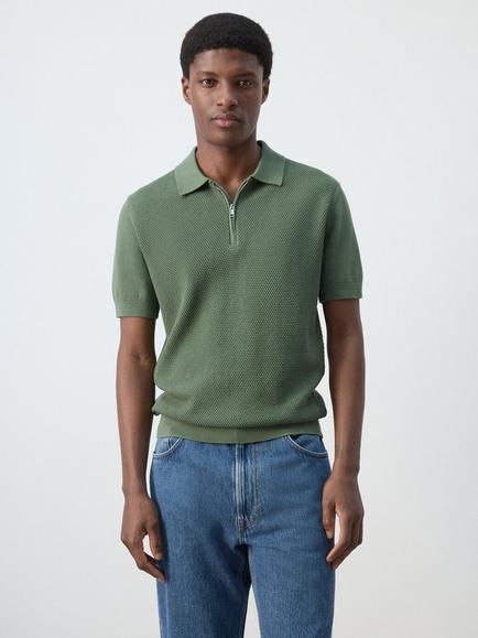 Mango Cotton Polo Shirt, Green, Green