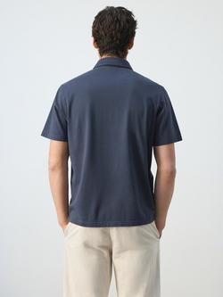 Mango Polo Short Sleeve Cotton T-Shirt, Navy - view 2, Navy