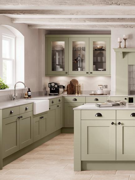 John Lewis Elements Bronte Fitted Kitchen, Sage