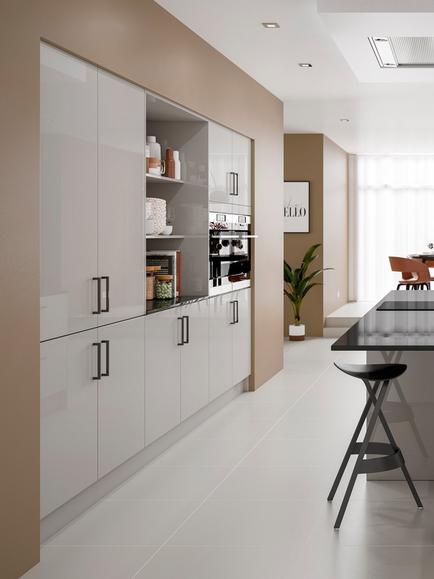 John Lewis Elements Huxley Fitted Kitchen - view 2, Platinum Gloss