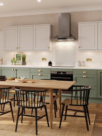 John Lewis Elements Milne Fitted Kitchen, Fern Green