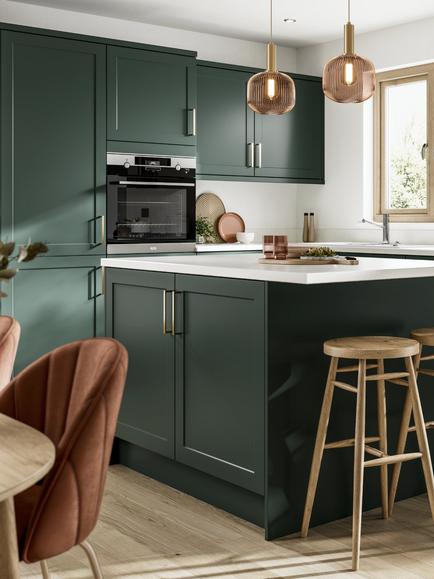 John Lewis Elements Orwell Fitted Kitchen, Hunter Green