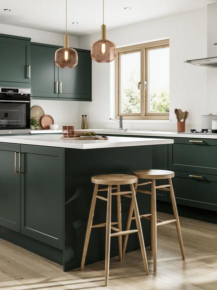 John Lewis Elements Orwell Fitted Kitchen - view 2, Hunter Green