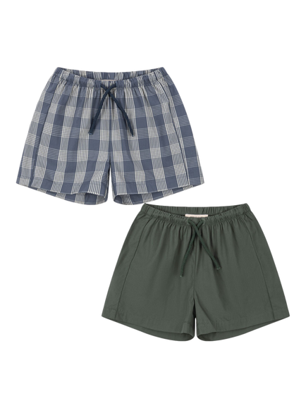 Konges Sløjd Kids' Drawstring Shorts, Pack of 2, Flint/Cilantro, Flint/Cilantro