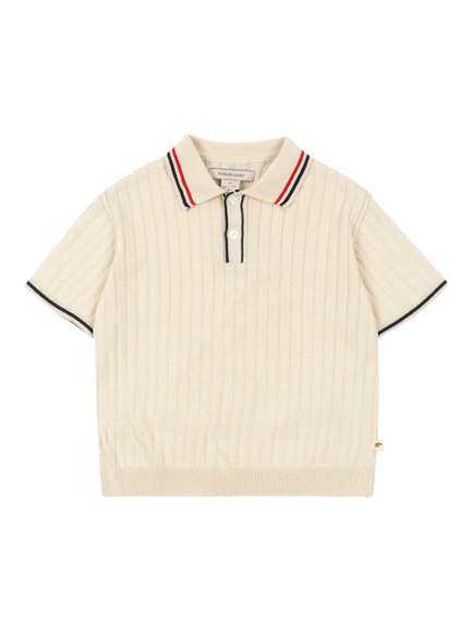 Konges Sløjd Kids' Mio Knitted Polo Jumper, Almond Milk, Almond Milk