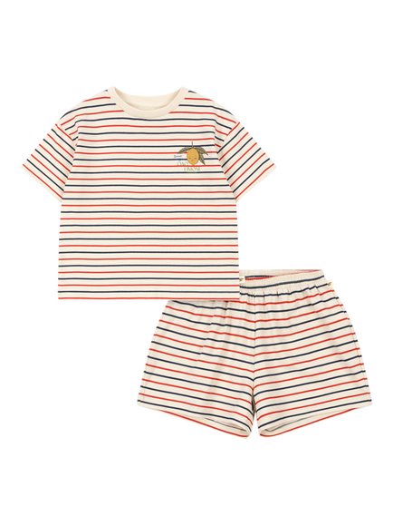 Konges Sløjd Kids' Basic Striped T-Shirt and Shorts Set, Cream/Multi, Cream/Multi
