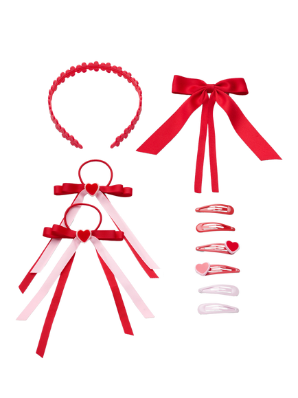 Small Stuff Kids' Hair Accessory Set, 9 Piece, Bright Red