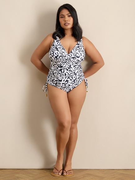 Live Unlimited Curve Mono Print Shaping Tummy Control Swimsuit, Black/Multi, Black/Multi