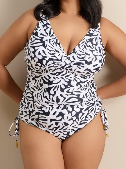 Live Unlimited Curve Mono Print Shaping Tummy Control Swimsuit, Black/Multi - view 2, Black/Multi