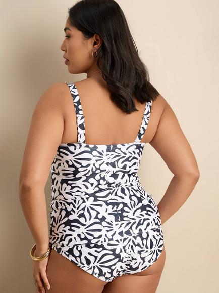 Live Unlimited Curve Mono Print Tummy Control Tankini Bottoms, Black - view 2, Black