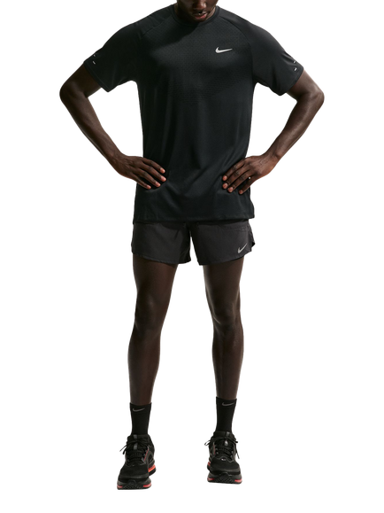Nike Stride Dri-FIT ADV Short Sleeve Running Top, Black/Silver, Black/Silver
