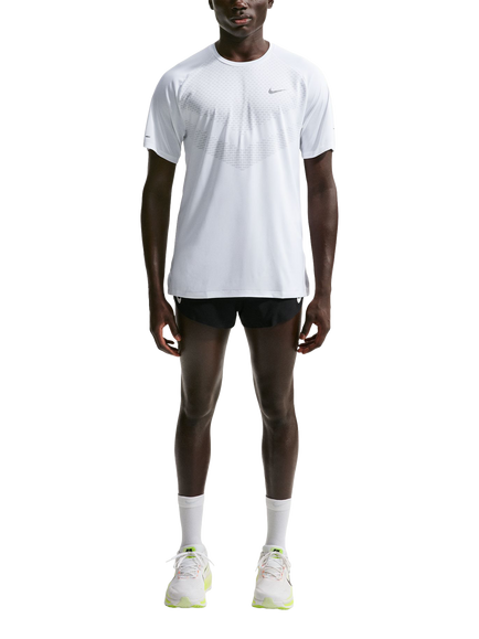 Nike Stride Dri-FIT ADV Short Sleeve Running Top, White/Silver, White/Silver