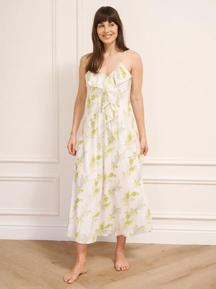 Their Nibs Waterfall Cotton Voile Maxi Night Dress, White, White