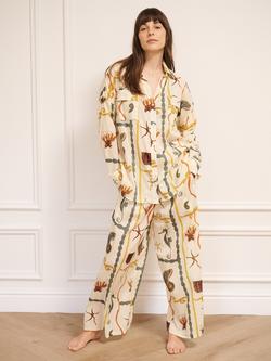 Their Nibs Boyfriend Shirt Long Cotton Voile Pyjama Set, Natural, Natural
