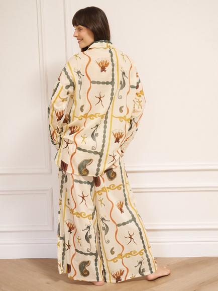 Their Nibs Boyfriend Shirt Long Cotton Voile Pyjama Set, Natural - view 2, Natural